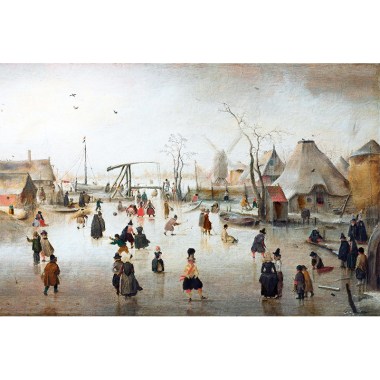  Schaatsenrijden in een dorp - Hendrick Avercamp